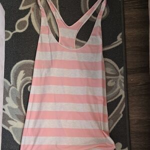 Lululemon Athletica Pink and White Striped Tank Top